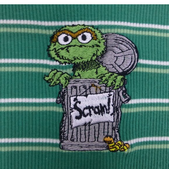 NWT- Sesame Street Youth Oscar The Grouch Embroidered Short Sleeve Top - Picture 7 of 10